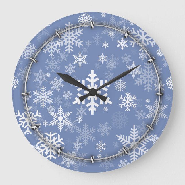 Snowflakes Graphic Customize Color Background on a Large Clock (Front)