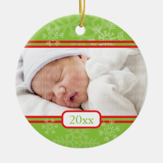 Snowflakes: Green Ceramic Ornament