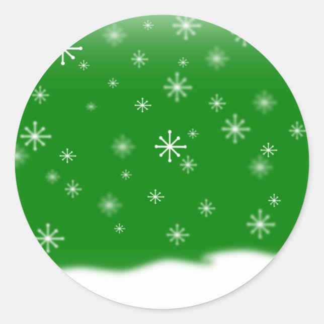 SNOWFLAKES GREEN CLASSIC ROUND STICKER (Front)