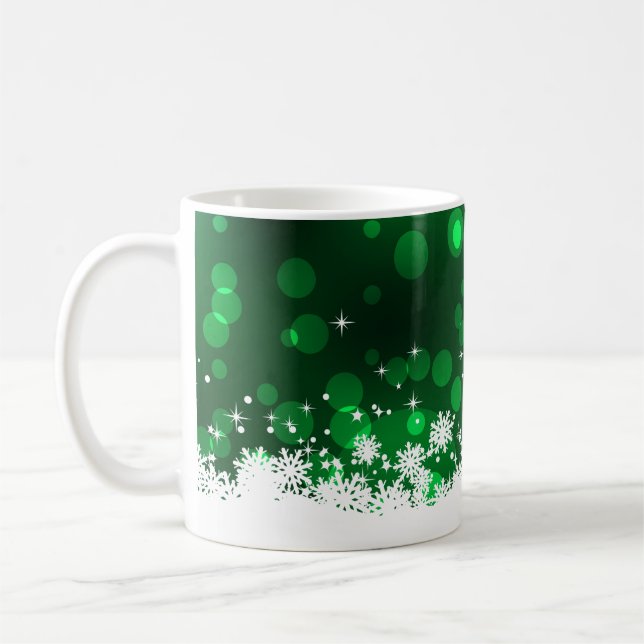 Snowflakes - Green Coffee Mug (Left)