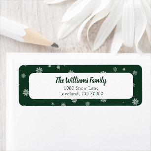 Snowflakes Green Holiday Return Address Label