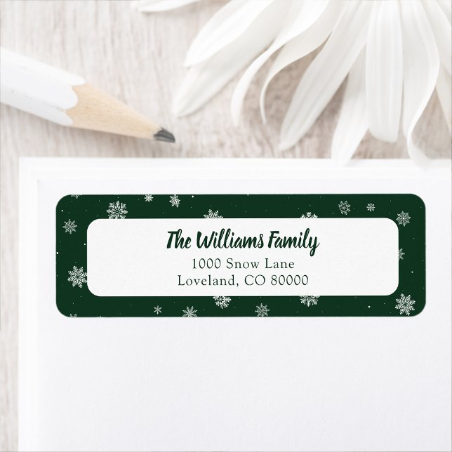 Snowflakes Green Holiday Return Address Label (Snowflakes Green Holiday Label
)
