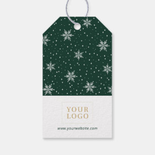 Snowflakes Green Merry Christmas Business Logo Gift Tags