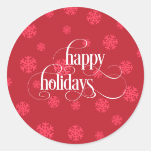 Snowflakes Happy Holiday Christmas Classic Round Sticker