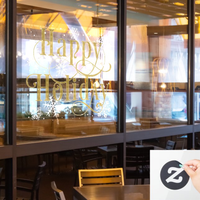 Snowflakes Happy Holiday, Restaurant window clings (Restaurant Window)