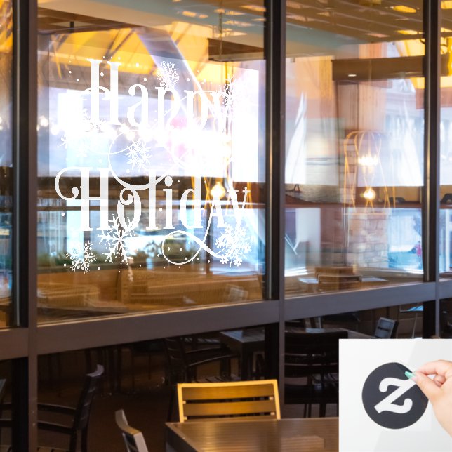 Snowflakes Happy Holiday, Restaurant window clings (Restaurant Window)