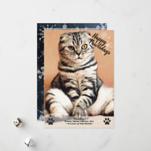 Snowflakes Happy Pawlidays Cat Dog Photo Christmas Holiday Card