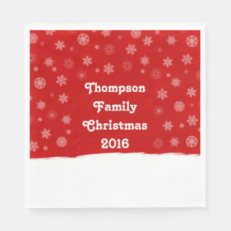 Snowflakes Holiday Design with a Red Background Napkin