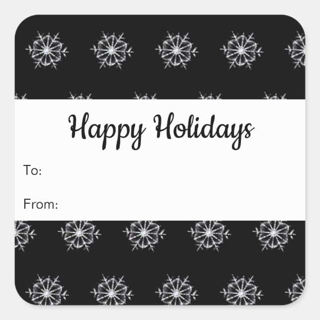 Snowflakes Holiday Sticker Tags Customisable (Front)