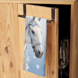 Snowflakes Horse Holiday Christmas Kitchen Towel