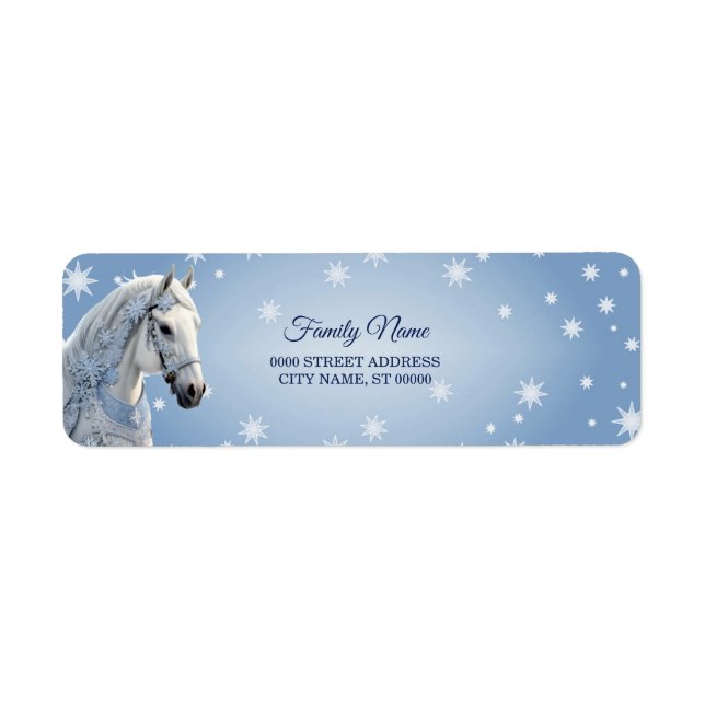 Snowflakes Horse Holiday Christmas Return Address Label (Front)