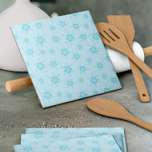 Snowflakes, Ice Blue, Icy Snowflakes, Snow Ceramic Tile