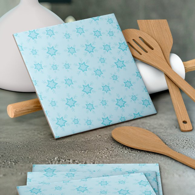 Snowflakes, Ice Blue, Icy Snowflakes, Snow Ceramic Tile (Creator Uploaded)
