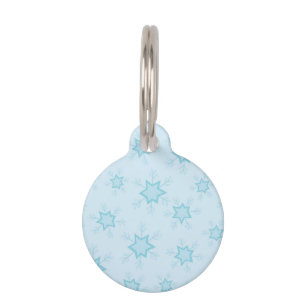 Snowflakes, Ice Blue, Icy Snowflakes, Snow Pet Tag