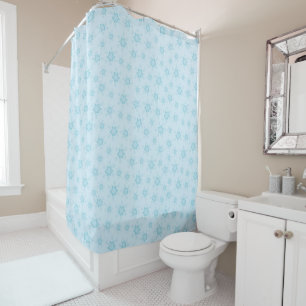 Snowflakes, Ice Blue, Icy Snowflakes, Snow Shower Curtain