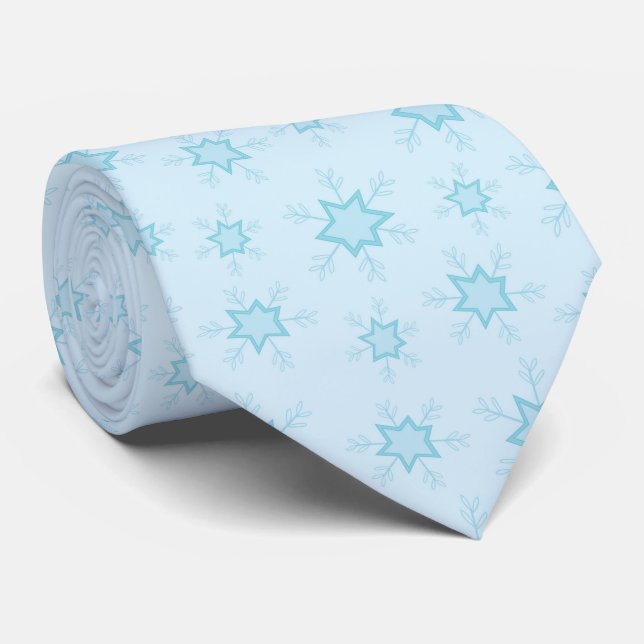 Snowflakes, Ice Blue, Icy Snowflakes, Snow Tie (Rolled)