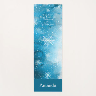 Snowflakes Ice Blue with Name  Yoga Mat