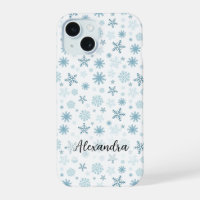 Snowflakes in Different Shades of Blue Winter