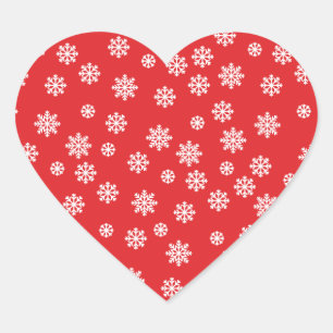 Snowflakes in Red Heart Sticker