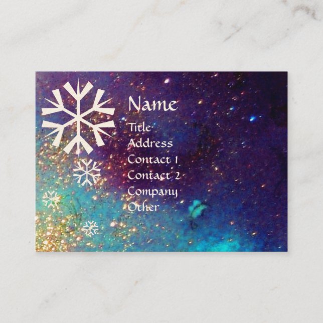 SNOWFLAKES IN SILVER SPARKLES BUSINESS CARD (Front)