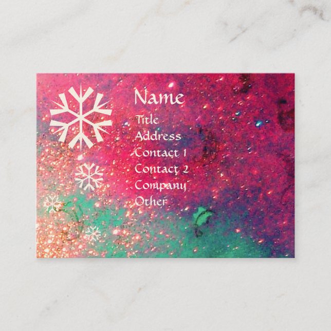 SNOWFLAKES IN SILVER SPARKLES BUSINESS CARD (Front)