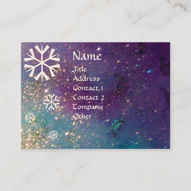 SNOWFLAKES IN SILVER SPARKLES BUSINESS CARD (Front)
