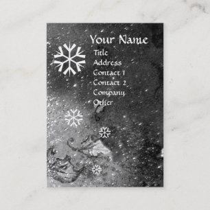 SNOWFLAKES IN SILVER SPARKLES BUSINESS CARD