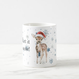 Snowflakes Let it snow Deer Christmas Santa Hat Coffee Mug