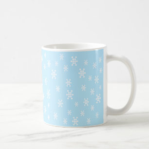 Snowflakes light blue white pattern coffee mug