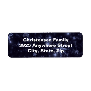 Snowflakes Midnight Blue Background Address Labels