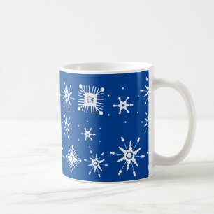 Snowflakes Mix Geometrical Blue Coffee Mug