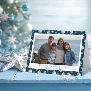 Snowflakes & Nautical Elements Christmas Photo Holiday Card