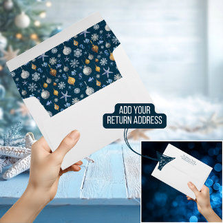 Snowflakes & Nautical Elements Return Address Envelope
