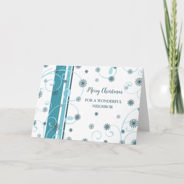 Snowflakes Neighbour Merry Christmas Card (Front)