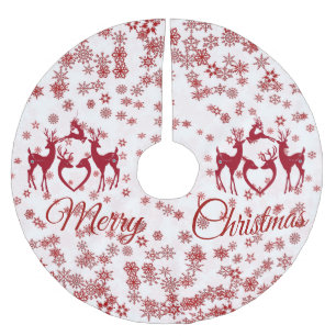 Snowflakes Nordic Merry Christmas Reindeer Scandia Brushed Polyester Tree Skirt