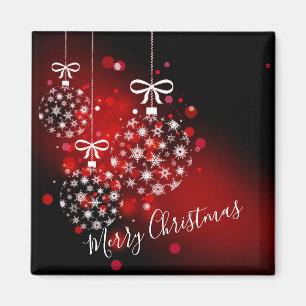 Snowflakes on a red and black background. magnet