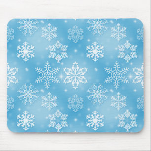 Snowflakes On Aqua Mouse Pad