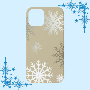 Snowflakes on Beige  iPhone 12 Case