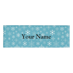 Snowflakes on Blue Background Name Tag