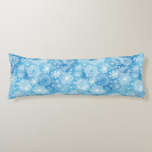 Snowflakes on blue body cushion