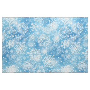 Snowflakes on blue fabric