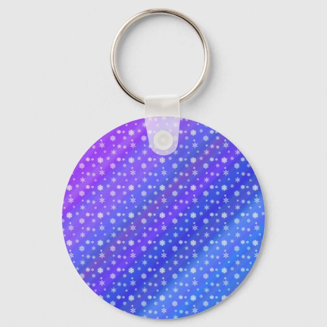 Snowflakes on Blue Key Ring (Front)