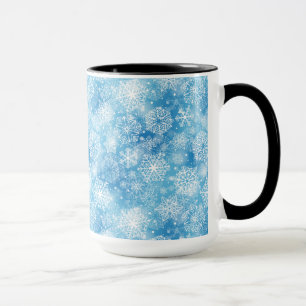 Snowflakes on blue mug