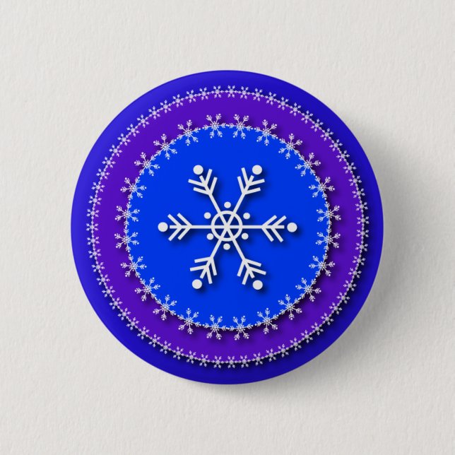 Snowflakes on Blue & Purple 6 Cm Round Badge (Front)