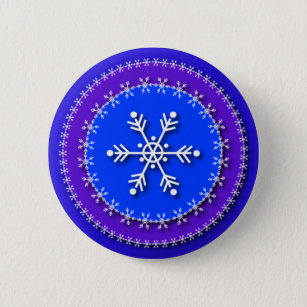 Snowflakes on Blue & Purple 6 Cm Round Badge