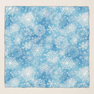 Snowflakes on blue scarf