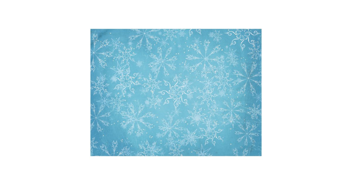 Snowflakes on Blue Tablecloth Zazzle
