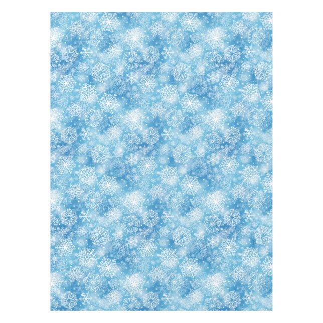 Snowflakes on blue tablecloth (Front)