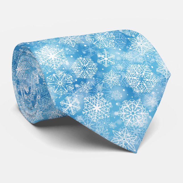 Snowflakes on blue tie (Rolled)