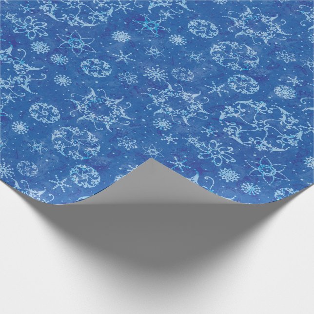 Snowflakes on Blue Wrapping Paper (Corner)